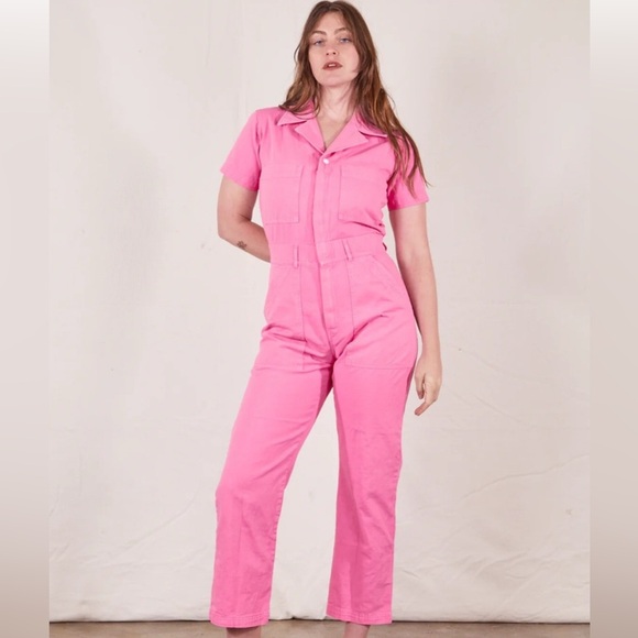 NEW Big Bud Press Short Sleeve Jumpsuit Worksuit Pink Size XXS